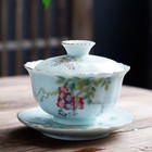 155ml Jingdezhen Sancai Covered Bowl Single Enamel Teacup Set Ceramic Tea Set