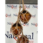 6 Amber Glass Fishing Floats On Rope - Fish Net Buoy Ball - Nautical Beach Decor