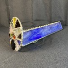 Handcrafted Studio Art Kaleidoscope Stained Glass Homemade Blue Iridescent Boho