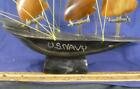Vintage Folk Art Handmade Sail Boat Yacht Ship Made From Horns U s Navy Marked