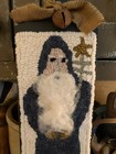 Primitive folk Art handmade wool Rug Hooking belsnickle Santa  On Board finished