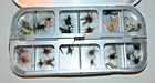 Vintage A a w  Co  Peerless Newark  Nj Aluminum 12 Compartment Fly Box W  Flies