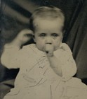 Antique Tin Type Photo Lot Of 3 Baby  Handsome Young Man  Man With Long Coat
