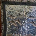 Dolphin In Ocean Tapestry Throw Blanket Cotton Fringed 50 X 65 Inches Vintage