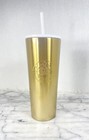 Starbucks Gold Cold Cup Tumbler Venti Winter Holiday 2019  24 Oz  Rare White