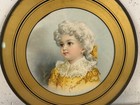Vintage Antique Victorian Framed Flue Cover W  Girl In Yellow Outfit