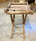 Vintage 15  Folding Slatted Wood Slat Stool Fishing Camping