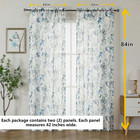 Crushed Sheer Curtains  84 Inches Long  2 Panels Set  Floral Printed Drapes For