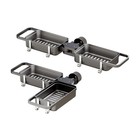 Double Faucet Sink Organizer Abs Bathroom Storage Shelf With Hooks 1 Pack