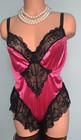 New Glossy 2nd Skin Satin Teddy Bodysuit 1x Frilly Lace Sheer Thong Uw Bra