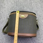 Pierre Cardin Vintage Striped Train Case Vanity Makeup Bag Brown Navy