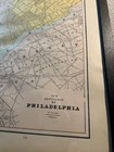 Genuine Vintage Antique Map Of Philadelphia  1889 World Atlas  framed 