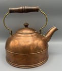 Vintage Paul Revere Ware Solid Copper Tea Kettle Rome Ny Wood Handle 