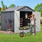 7 9x9 1ft Outdoor Resin Storage Shed W lockable Doors All-weather Plastic Shed