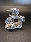 New Small Vintage Cuter Pewter Unicorn Crystal Ball Figurine Masterworks
