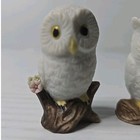 Owl Miniature Figurine Set 2pc White Porcelain Vintage 0886 Decor
