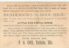 Victorian Trade Card Tallula Il F G Cox Hendersons School Shoe