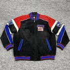 New York Giants Jacket Mens 2xl Black Leather Bomber Nfl Football Gill