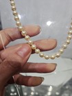 Vtg Necklace Faux Pearls White Knotted Strung Signed S14k For 14k White Gold