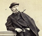 Man W Cigarette  Pipe  Strange Hat  Vienna  By F t a  Novag  Wien  Antique Cdv 