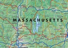 Physical State Map Of Massachusetts - 23 3 X 16 5 Inches - Paper Laminated
