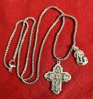 Stainless Steel Catholic Crucifix Cross Pendant Necklace New And Medal Italy 