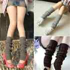 Women Leg Warmers Crochet Knit Ribbed Knee High Solid Winter Boot Wool Sock Long