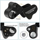 30x 60x Illuminated Jewelers Eye Loupe Foldable Magnifier Bright Led Light Gold