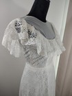 Vintage 1970s White Prairie Wedding Dress Xs sm Cottagecore1970s Lace Prom Dress