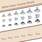 600 Sets 6 Sizes White Clear Rhinestone Rivets Crystal Rapid Rhinestone Stud Sil