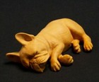 2 7 Inch Carved Boxwood Carving - Lovely Sleeping Dog   French Bulldog  