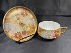 Antique Japanese Satsuma Millefleur Thousand Flowers Cup   Saucer Lithopane