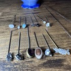 Vintage Flow Blue Staffordshire England Hatpin Holder   15 Pins