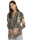 Johnny Was Biya Xl Metallic Cardigan Embroidered Jacket Green Gold Floral Metal
