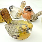 Set 5 Rustic Songbird Figurines Finch Robin Chickadee Resin Cottage Decor