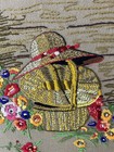 Vintage Framed Bucilla Crewel Embroidery  Floral Basket 70   s Cottage Core Granny