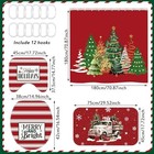 4 Pcs Christmas Shower Curtain Set Bathroom Non Slip Rugs Toilet Lid Fresh