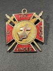 Antique Masons Masonic Knights Templar Medal Pendent Red Enamel