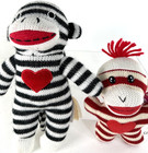 2 Sock Monkeys Plush Black White Red Stripes Heart Stuffed 9 - 6 dan Dee galerie