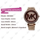 New Michael Kors Mk5865 Women s Parker Rose Gold-tone Mk Logo Dial Watch
