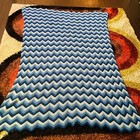 Vintage Handmade Crochet Chevron Afghan Blanket Blue White 90x70 Throw