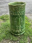 Rare Brush-mccoy  104 Green Man North Wind Majolica Umbrella Stand Antique