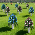 2 Sets Artificial Cemetery Flowers  Grave Decorations Roses  Memorial Flowers Bo