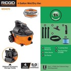 Ridgid Wet Dry Vacuum Blower Port Portable Cleaner Shop Vac 4 Gallon 5 0 Peak Hp