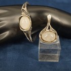 Pe Brutalist Sterling Silver Quartz Cabochon Cuff   Pendant - Free Ship Usa
