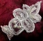 Applique Flower Hand Sewn Leaves Pearls Glass Beads 1pc White 1 5x2 3 4 