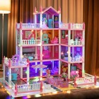  new  Barbie Dreamhouse  4-story 11 Rooms Doll House With 4 Dolls Toy Figures