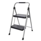Hyper Tough Gray   Black 2-step Steel Large Platform   Foldable Step Stool     Hol