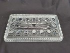 Vintage Bohemian Cut Crystal Tray Rectangular Large Heavy Thick Clear Decorative