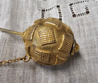 Vintage 1  Gold Decorative Ball Hat Pin With Chain Unique Collectable